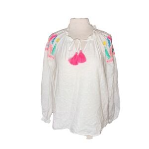 NWT Lilly Pulitzer Women's Resort White Cotton Circle Clip Florentina Top Size S